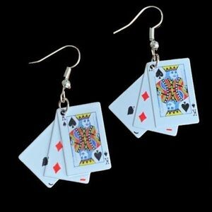 Deck of Cards Earrings, Playing Cards Casino Poker Diamond King Maverick Card